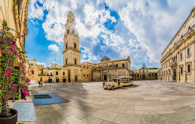 Lecce, Italy - Piazza del Duomo square and Virgin Mary Cathedral , Puglia region, southern Italy