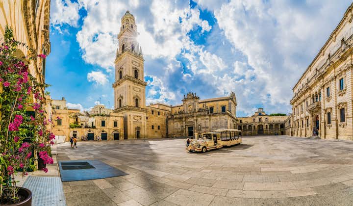Lecce, Italy - Piazza del Duomo square and Virgin Mary Cathedral , Puglia region, southern Italy