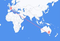 Flyg från Melbourne, Australien till Perpignan, Frankrike