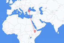 Flyreiser fra Goba, Etiopia til Kutahya, Tyrkia