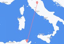 Flyg från Tunis, Tunisien till Perugia, Italien