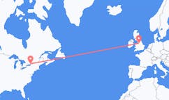 Flyreiser fra Kingston, Canada til Manchester, England