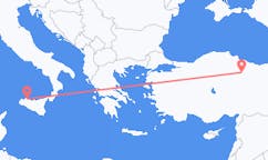 Flyrejser fra Tokat, Tyrkiet til Palermo, Italien