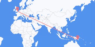 Lennot Papua-Uudesta-Guineasta Yhdistyneeseen kuningaskuntaan