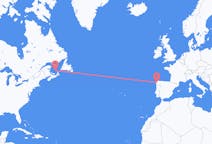 Flyreiser fra Les Îles-de-la-Madeleine, Quebec, Canada til Santiago de Compostela, Spania