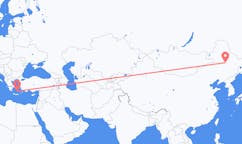 Flyreiser fra Daqing, Kina til Santorini, Hellas