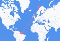 Vluchten van Altamira (ort i Mexiko, Chiapas, Huixtla), Brazilië naar Bodø, Noorwegen