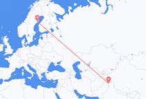 Lennot Srinagarista, Intia Uumajaan, Ruotsi