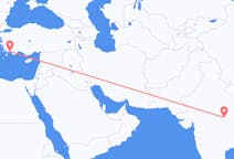 인도 자발푸르에서 출발해 터키 달라만에게(으)로 가는 항공편