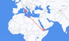 Vluchten van Jijiga, Ethiopië naar Trapani, Italië