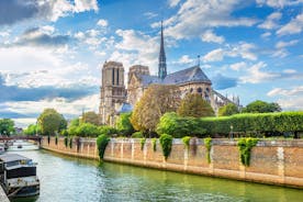 Paris, France. Panoramic view from Arc de Triomphe. Eiffel Tower and Avenue des Champs Elysees. Europe.