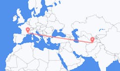 Flyg från Mazar-e Sharif, Afghanistan till Avignon, Frankrike
