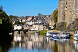 Photo of beautiful city Saint-Brieuc with ancient half-timbered houses, Brittany region, France.