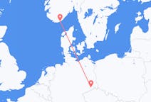 Lennot Kristiansandista, Norja Dresdeniin, Saksa