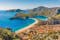 Photo of aerial view of Oludeniz Bay view in Fethiye Town, Turkey.