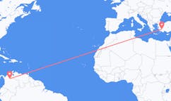 Flyreiser fra Barrancabermeja, Colombia til Denizli, Tyrkia