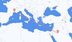 Flyreiser fra Al Jawf Region, Saudi-Arabia til Nimes, Frankrike