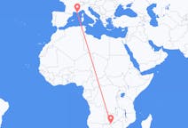 Lennot Livingstonesta, Sambia Touloniin, Ranska