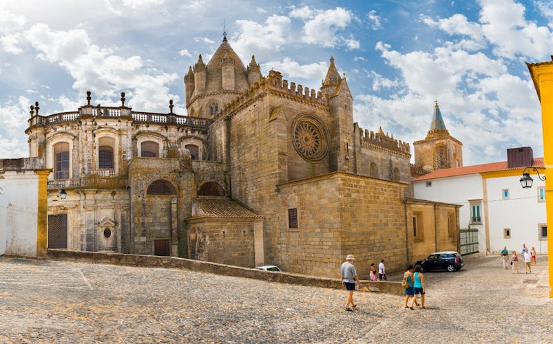 Photo of Cathedral of Evora, Portugal on a beautiful summer day.