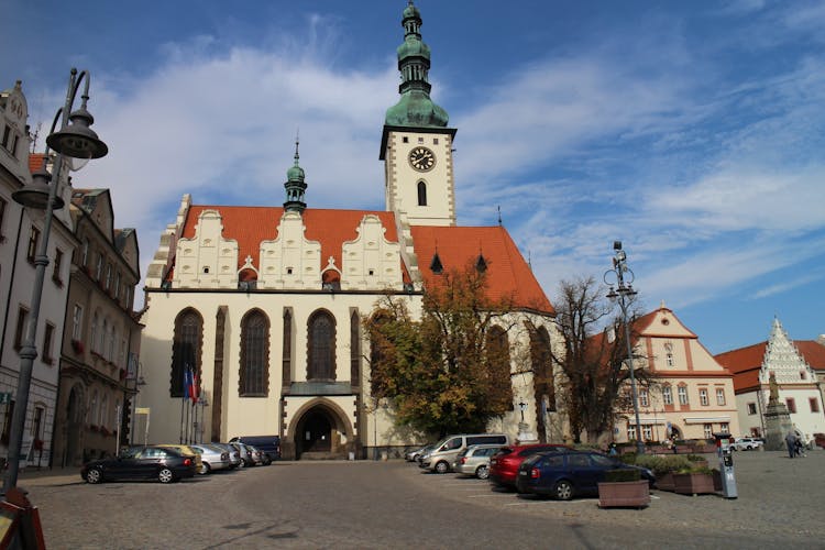 photo of view of Gothic catholic church on Žižka sqaure in Tábor, South Bohemian region, Czech republic