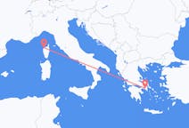 Loty z Ateny, Grecja do Calviego, Francja