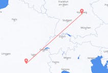 Flyg från Le Puy-en-Velay, Frankrike till Nürnberg, Tyskland