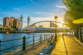 Photo of panoramic aerial view of Salford Quays, Manchester, UK.