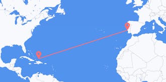 เที่ยวบินจากหมู่เกาะเติกส์และเคคอสไปยัง โปรตุเกส