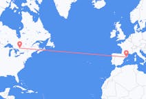 出发地 加拿大北灣目的地 西班牙巴塞罗那的航班