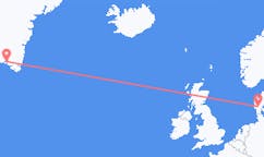 Flyreiser fra Narsaq, Grønland til Billund, Danmark
