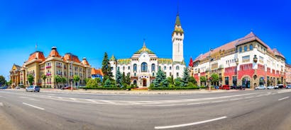 Photo of the Small Square piata mica, the second fortified square in the medieval Upper town of Sibiu city, Romania.