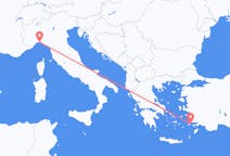그리스 코스에서 출발해 이탈리아 제노아로(으)로 가는 항공편