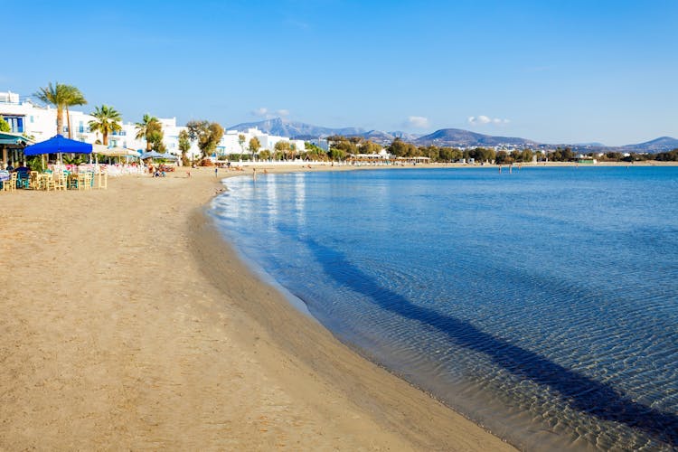 Photo of Naxos Agios Georgios city beach or Saint George beach, Naxos island in Greece.