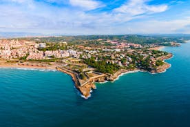 Photo of aerial view of beautiful landscape of Zaragoza, Spain.