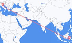 出发地 印度尼西亚望加錫目的地 意大利佩鲁贾的航班