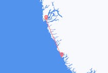 グリーンランドのパーミウトから、グリーンランドのヌークまでのフライト