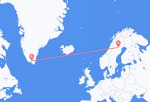 그린란드 나르사르수아크에서 출발해 스웨덴 아르비샤우르에게(으)로 가는 항공편