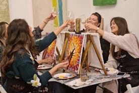 Målarfest på Art Bottega - Paint & Wine Studio i Zagreb