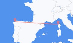 Flyreiser fra Calvi, Frankrike til La Coruña, Spania