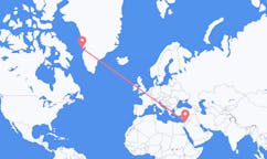 Vluchten van Amman, Jordanië naar Qeqertarsuaq, Groenland