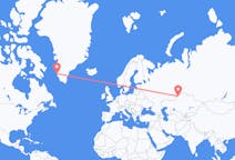 Lennot Kostanaystä, Kazakstan Nuukille, Grönlanti