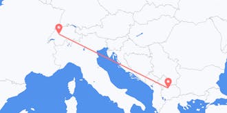 Flyg från Nordmakedonien till Schweiz