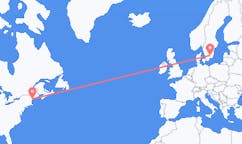 Lennot Portlandista, Yhdysvalloista Växjölle, Ruotsiin