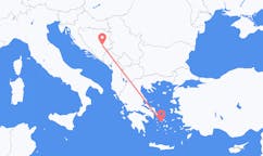 ボスニア・ヘルツェゴビナのサラエボから、ギリシャのアノ・シロスまでのフライト