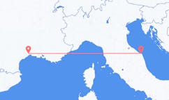 Lennot Montpellieristä, Ranska Anconaan, Italia