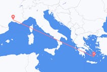 Lennot Nimesistä, Ranska Santorinille, Kreikka