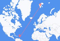 Flyg från Fort-de-France, Frankrike till Svalbard, Svalbard och Jan Mayen
