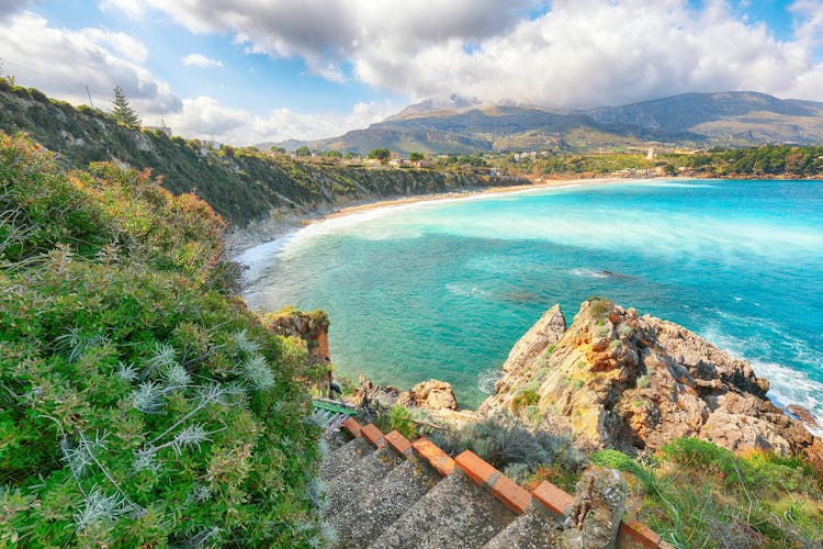 Amazing seascape of Guidaloca Beach near Castellammare del Golfo. Popular travel destination. Location: Castellammare del Golfo, Province of Trapani, Sicily, Italy, Europe.