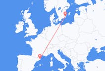 Lennot Gironasta, Espanjasta Kalmariin, Ruotsiin