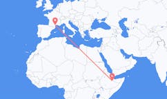 Flyreiser fra Jijiga, Etiopia til Aspiran, Frankrike